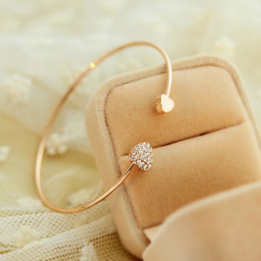 BOGO! Crystal Heart Bangle Bracelet - Picture 2 of 2
